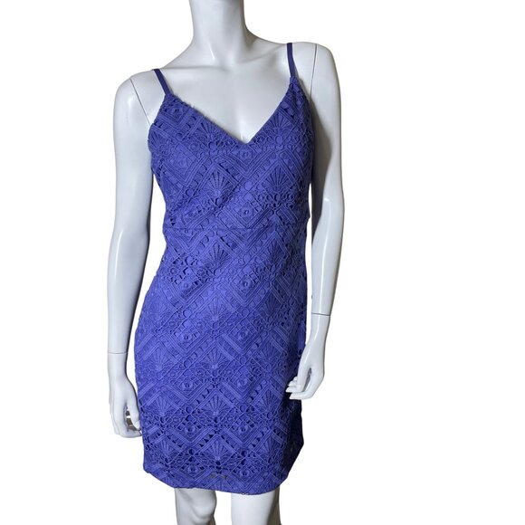 Guess Women's Dress size 8 (M) Purple Sleeveless Lace Mini Dress Spaghetti Strap - Picture 4 of 15